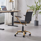LUXMOD Goldtone Leather Mid Back Office Chair Swivel Computer Desk Chair