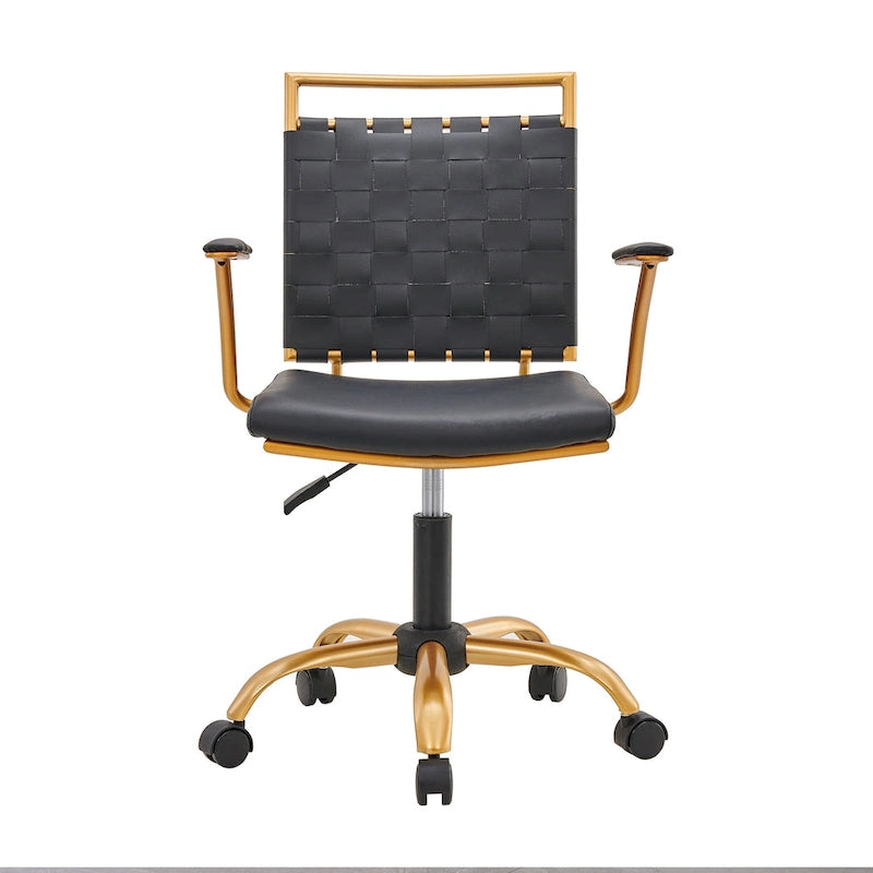 LUXMOD Goldtone Leather Mid Back Office Chair Swivel Computer Desk Chair