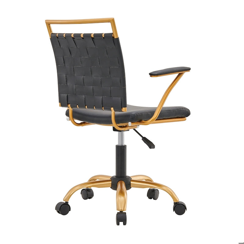 LUXMOD Goldtone Leather Mid Back Office Chair Swivel Computer Desk Chair