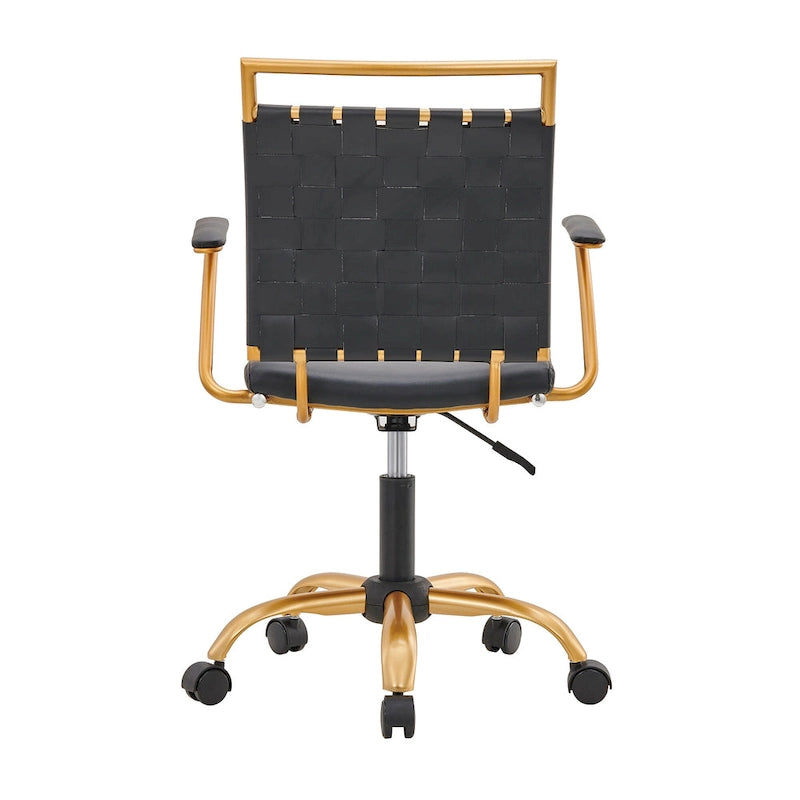 LUXMOD Goldtone Leather Mid Back Office Chair Swivel Computer Desk Chair