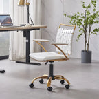 LUXMOD Goldtone Leather Mid Back Office Chair Swivel Computer Desk Chair