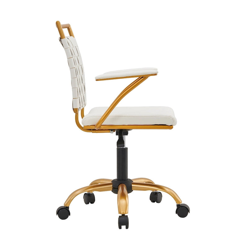 LUXMOD Goldtone Leather Mid Back Office Chair Swivel Computer Desk Chair