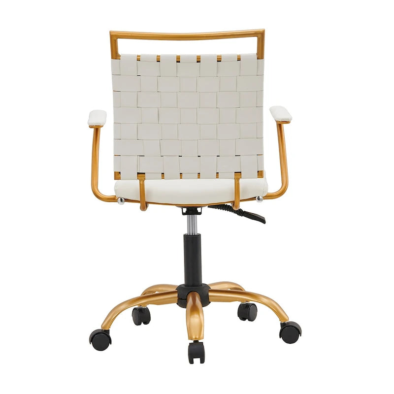 LUXMOD Goldtone Leather Mid Back Office Chair Swivel Computer Desk Chair