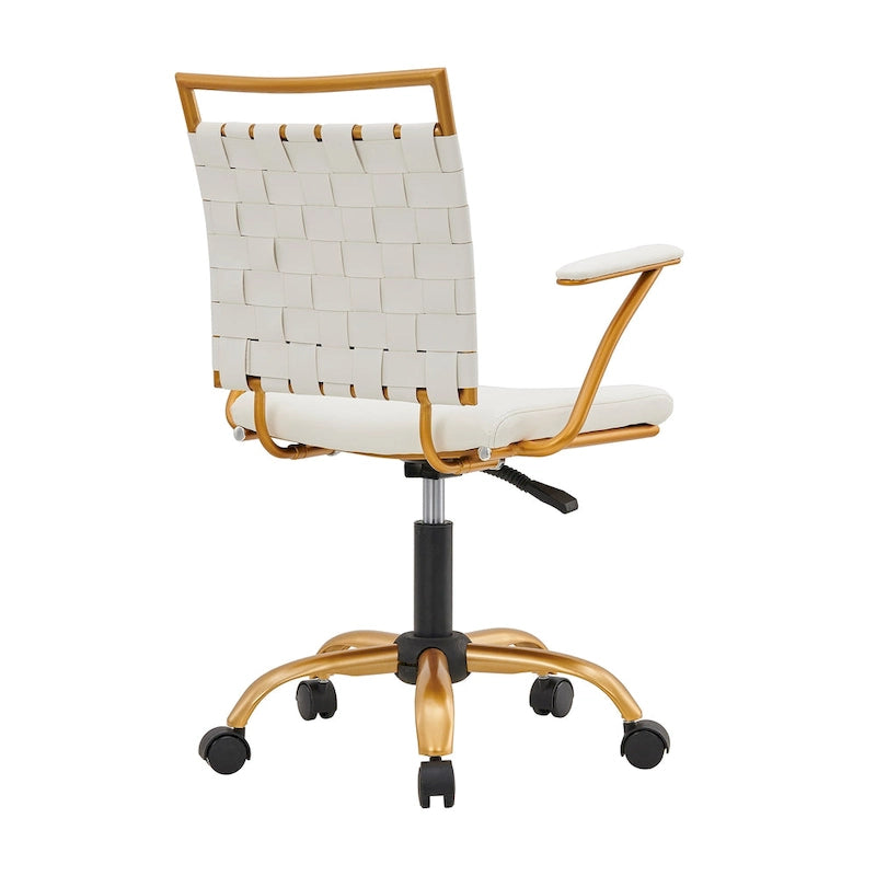 LUXMOD Goldtone Leather Mid Back Office Chair Swivel Computer Desk Chair