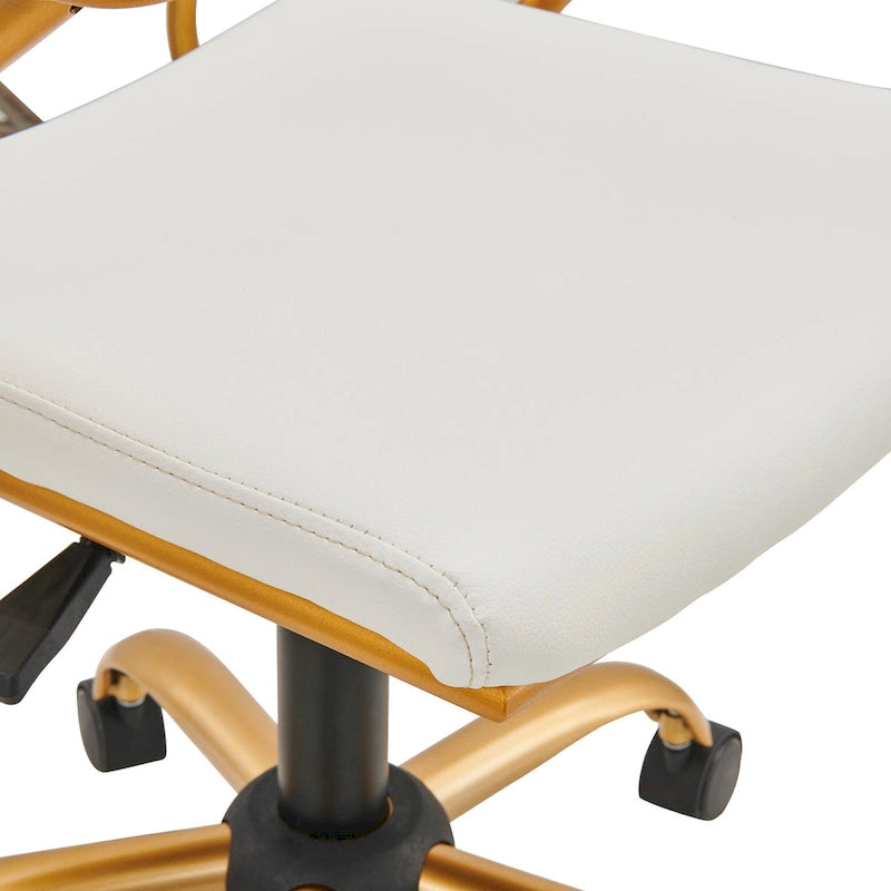 LUXMOD Goldtone Leather Mid Back Office Chair Swivel Computer Desk Chair