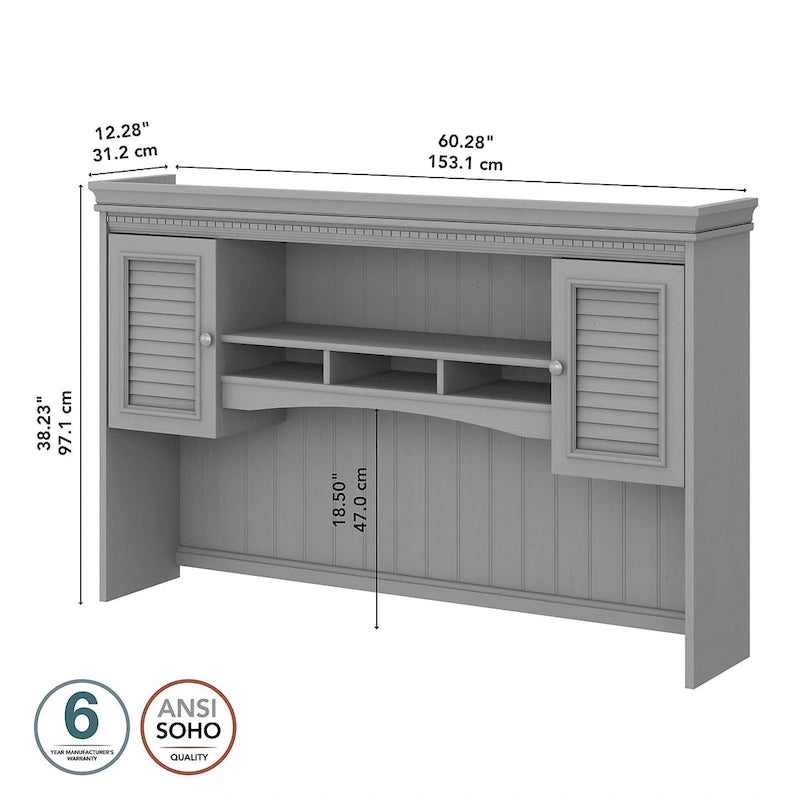 Fairview 60W Hutch for L Shaped Desk by Bush Furniture