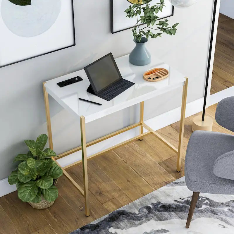 Belzie Modern 30-inch Steel Computer Desk with USB Ports by Furniture of America