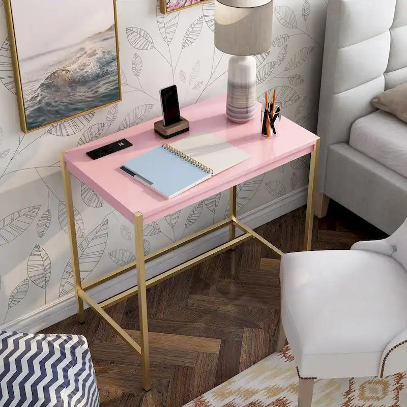 Belzie Modern 30-inch Steel Computer Desk with USB Ports by Furniture of America