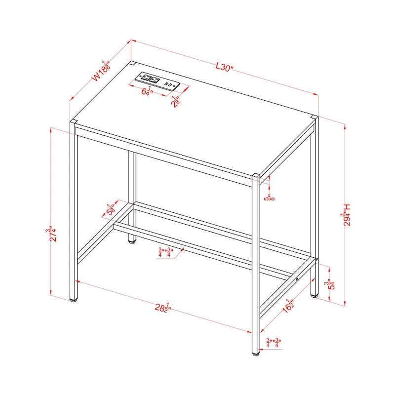 Belzie Modern 30-inch Steel Computer Desk with USB Ports by Furniture of America