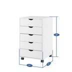 Portable Wooden 5-Drawer Cabinet with 360 Wheels, Easy Pullout Design, and Extra Top Storage