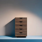 Portable Wooden 5-Drawer Cabinet with 360 Wheels, Easy Pullout Design, and Extra Top Storage
