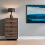 Portable Wooden 5-Drawer Cabinet with 360 Wheels, Easy Pullout Design, and Extra Top Storage