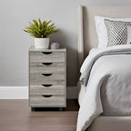 Portable Wooden 5-Drawer Cabinet with 360 Wheels, Easy Pullout Design, and Extra Top Storage
