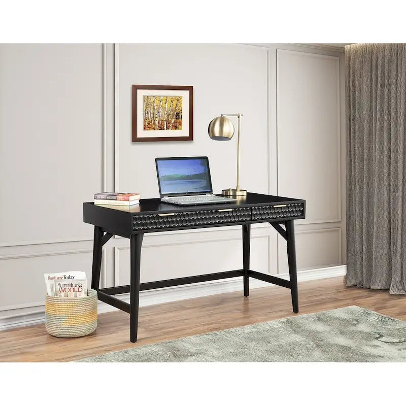 Origins by Alpine Black Pearl Large Desk, Black