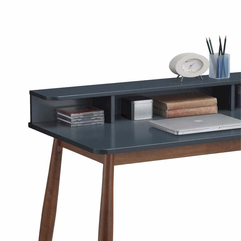 Roundhill Furniture Roskilde Grey-blue Wooden Storage Office Desk