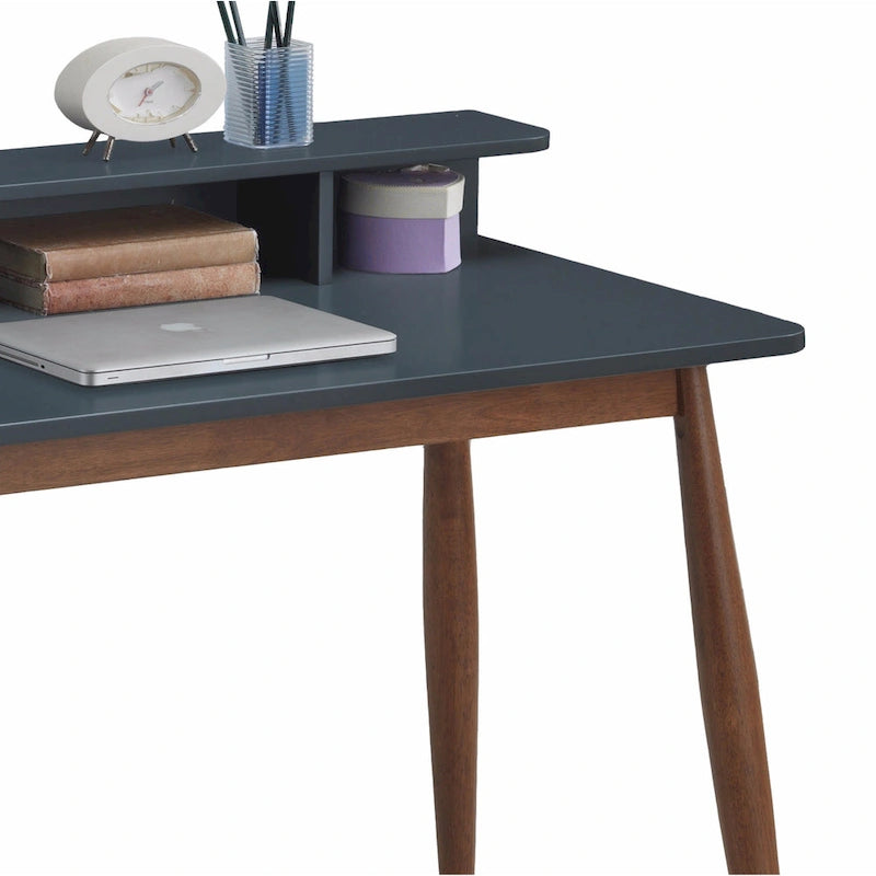Roundhill Furniture Roskilde Grey-blue Wooden Storage Office Desk