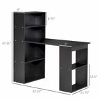 HOMCOM Modern Compact Computer Desk with 6-Tier Storage Shelves Combo, Writing Table Workstation with Bookshelf for Home Office