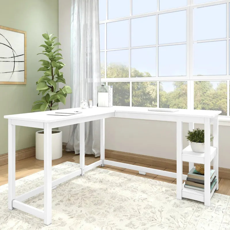 Plank and Beam Corner Desk w/ Shelves