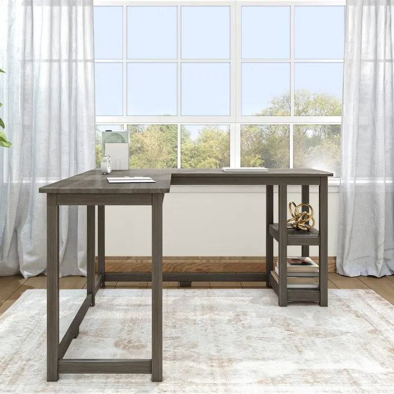 Plank and Beam Corner Desk w/ Shelves