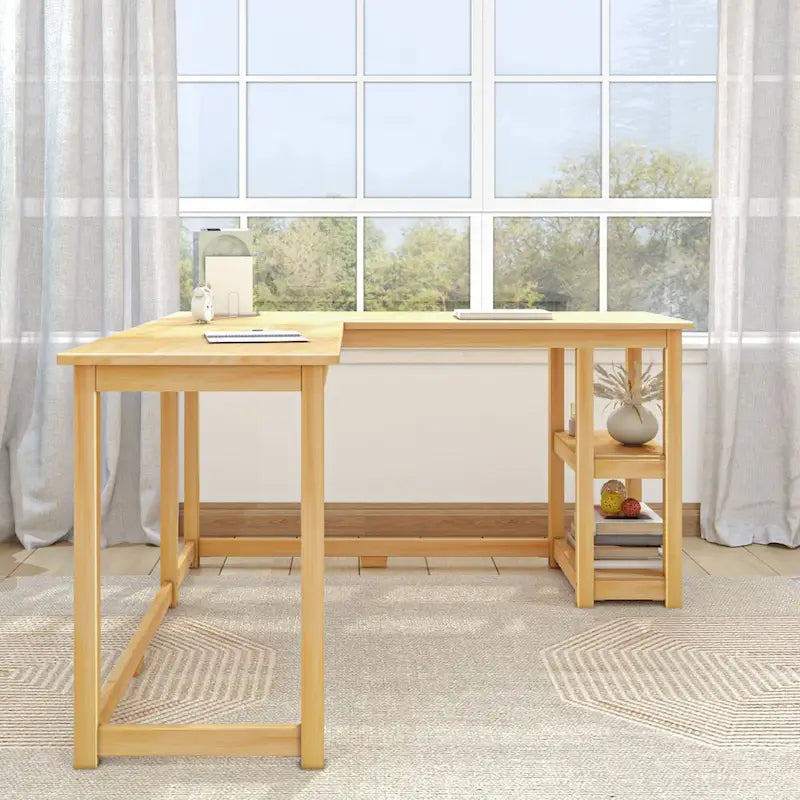 Plank and Beam Corner Desk w/ Shelves