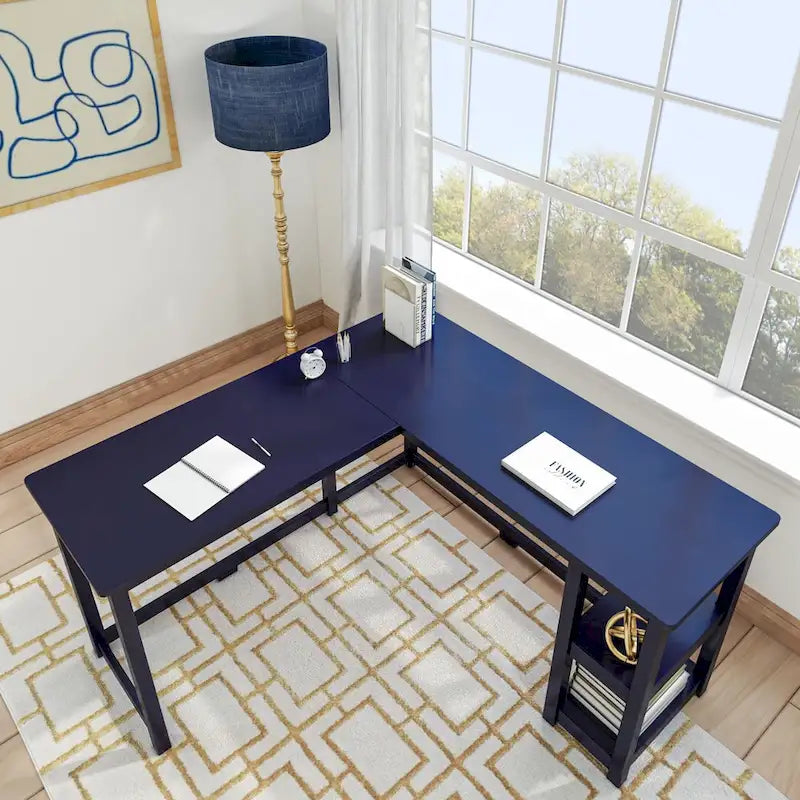 Plank and Beam Corner Desk w/ Shelves