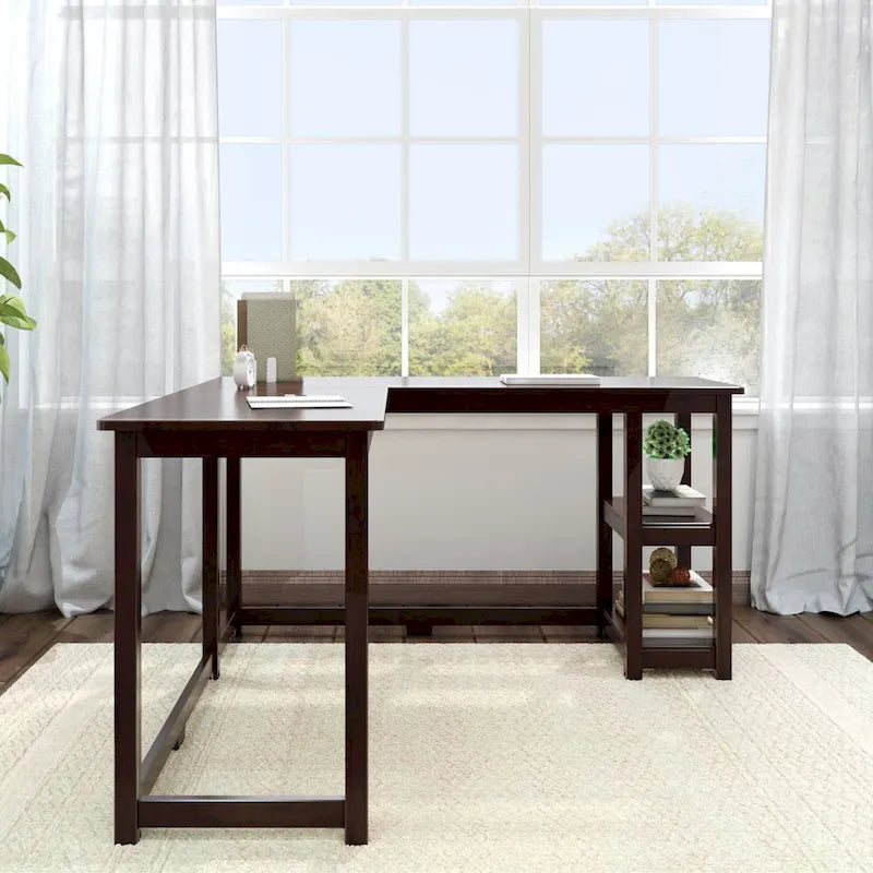 Plank and Beam Corner Desk w/ Shelves