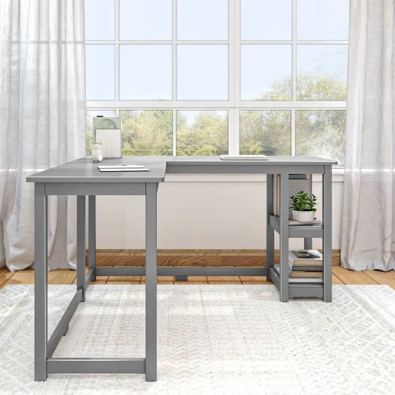 Plank and Beam Corner Desk w/ Shelves