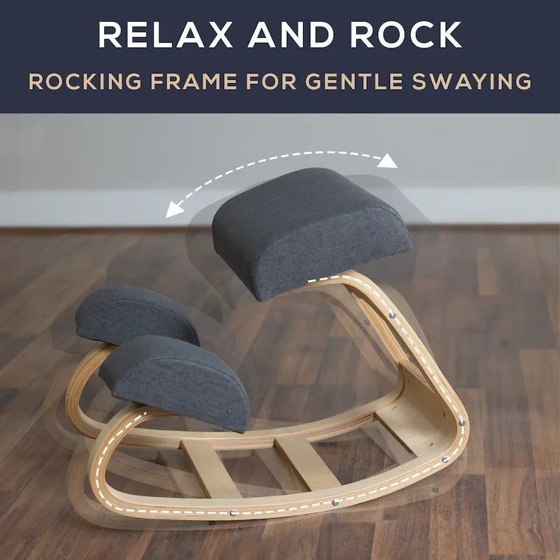 RRI Goods Ergonomic Kneeling Chair, Posture Support Comfortable Padded Office Chair, Angled Rocking Stool