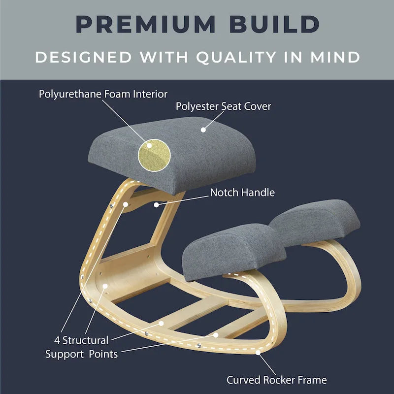 RRI Goods Ergonomic Kneeling Chair, Posture Support Comfortable Padded Office Chair, Angled Rocking Stool