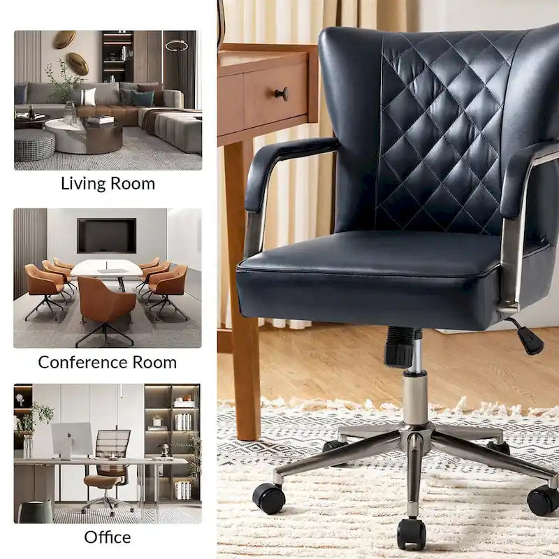 Felice Modern Swivel Height Adjustment Diamond-Tufted Office Chair by HULALA HOME