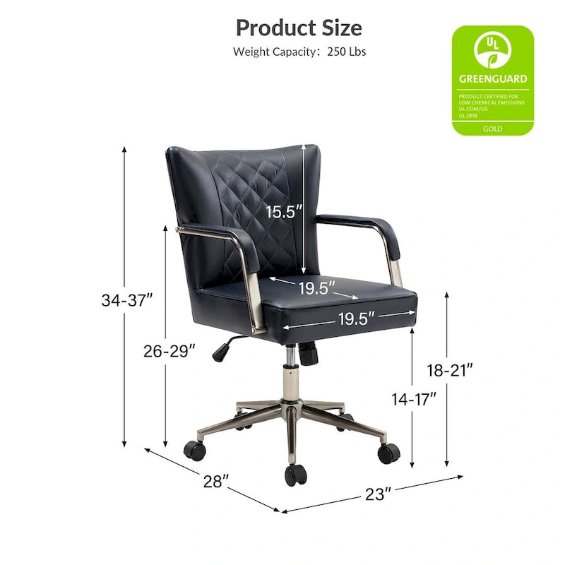 Felice Modern Swivel Height Adjustment Diamond-Tufted Office Chair by HULALA HOME