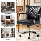 Felice Modern Swivel Height Adjustment Diamond-Tufted Office Chair by HULALA HOME