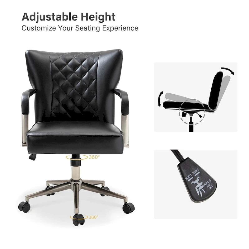 Felice Modern Swivel Height Adjustment Diamond-Tufted Office Chair by HULALA HOME