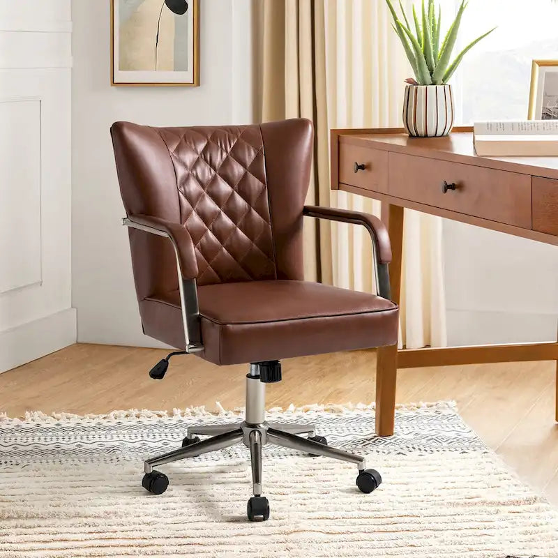 Felice Modern Swivel Height Adjustment Diamond-Tufted Office Chair by HULALA HOME