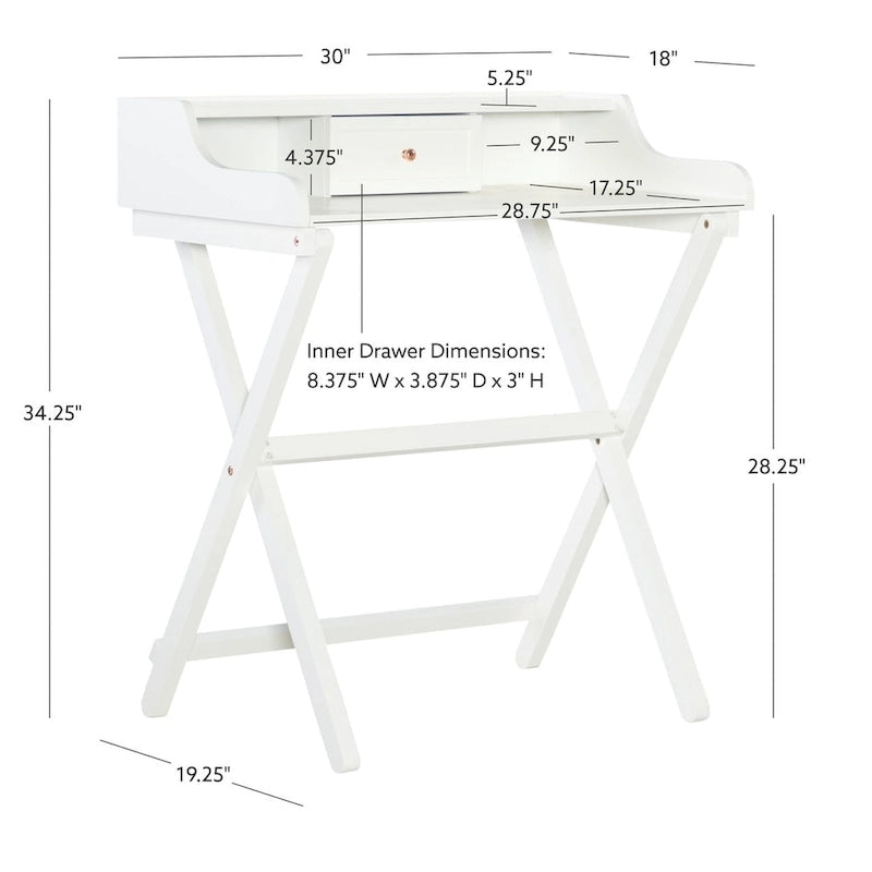 Clover Solid Wood Folding Writing Desk