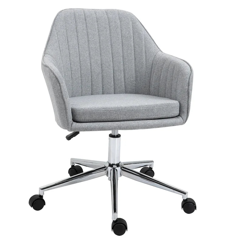 Vinsetto Mid-Back Office Computer Chair: Tub Shape Design, Lined Pattern Back, Swivel Wheels - 23.25*24*37.75