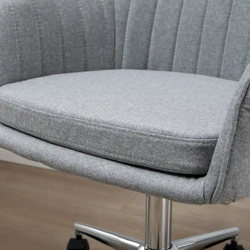 Vinsetto Mid-Back Office Computer Chair: Tub Shape Design, Lined Pattern Back, Swivel Wheels - 23.25*24*37.75