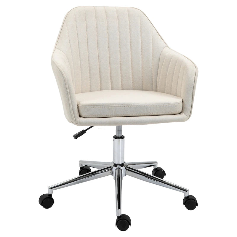 Vinsetto Mid-Back Office Computer Chair: Tub Shape Design, Lined Pattern Back, Swivel Wheels - 23.25*24*37.75