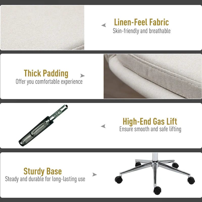 Vinsetto Mid-Back Office Computer Chair: Tub Shape Design, Lined Pattern Back, Swivel Wheels - 23.25*24*37.75