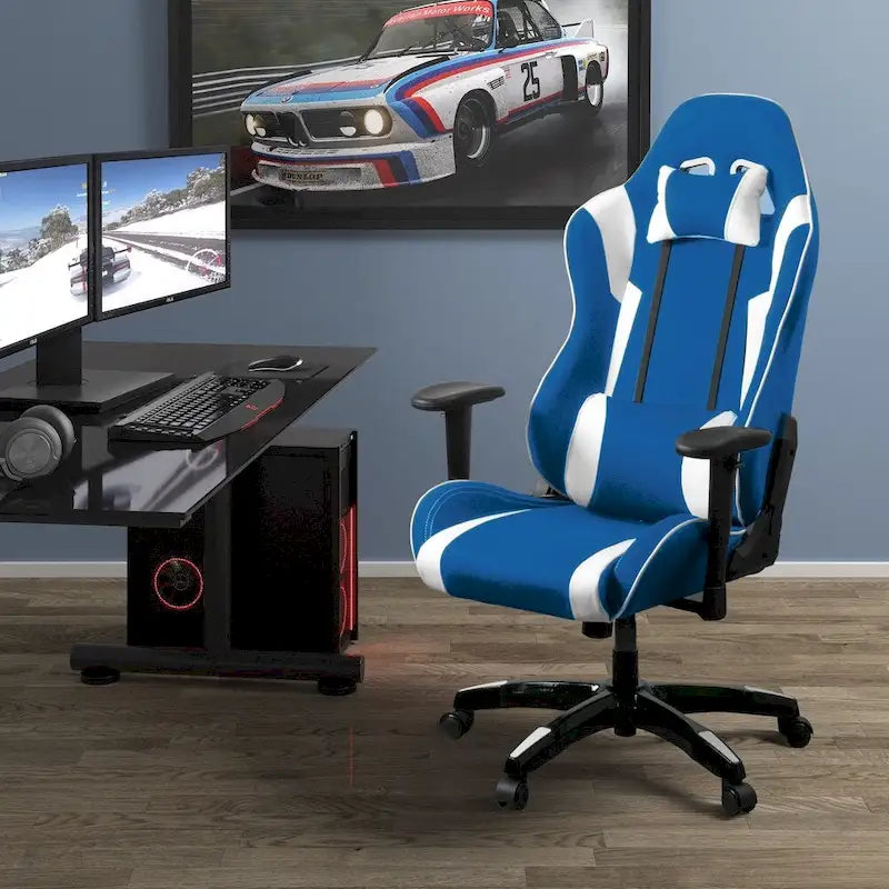 Porch & Den Banton Bonded Leather, Fabric, and Mesh High-back Ergonomic Gaming Chair