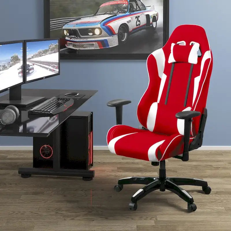 Porch & Den Banton Bonded Leather, Fabric, and Mesh High-back Ergonomic Gaming Chair