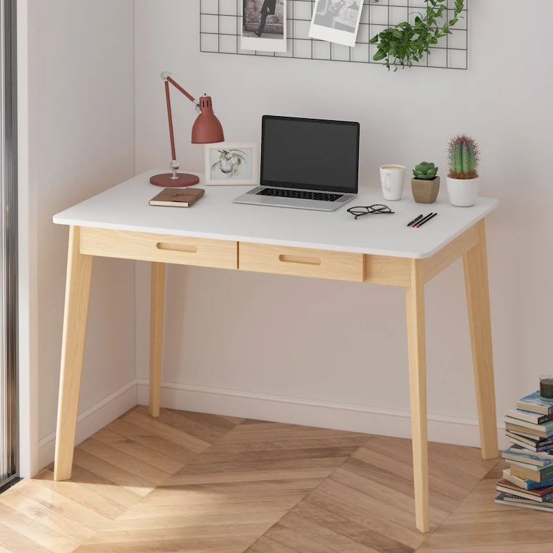 39.4 W Classic Home Office Desk, Writing Desk With Drawers
