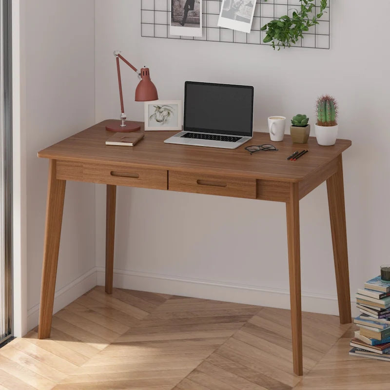 39.4 W Classic Home Office Desk, Writing Desk With Drawers