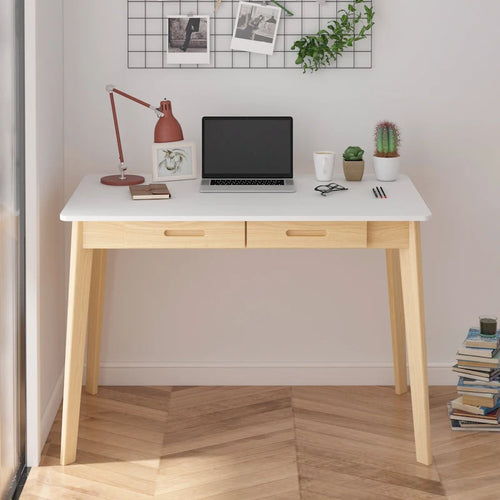 39.4 W Classic Home Office Desk, Writing Desk With Drawers