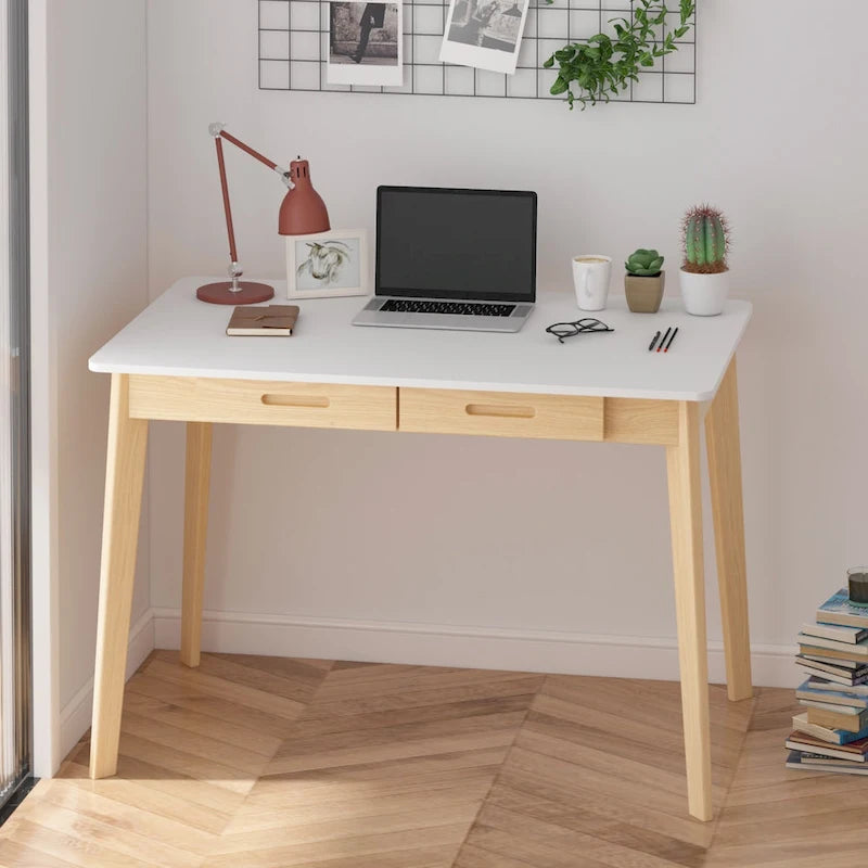 39.4 W Classic Home Office Desk, Writing Desk With Drawers
