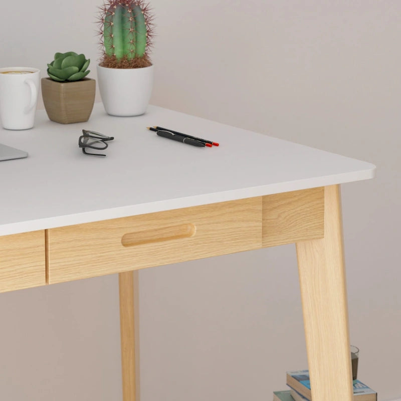 39.4 W Classic Home Office Desk, Writing Desk With Drawers