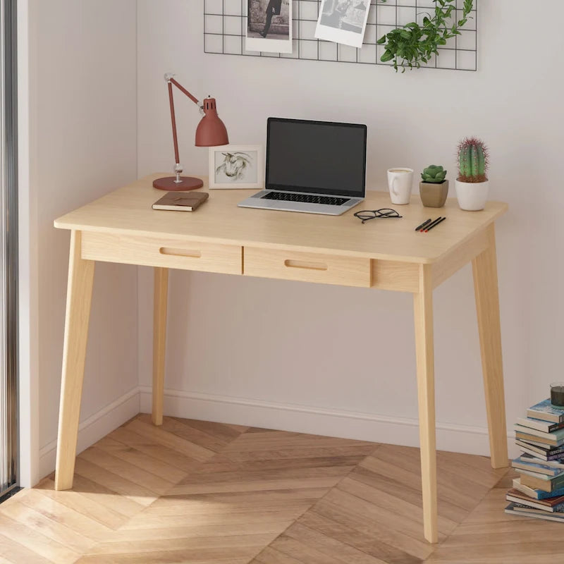 39.4 W Classic Home Office Desk, Writing Desk With Drawers