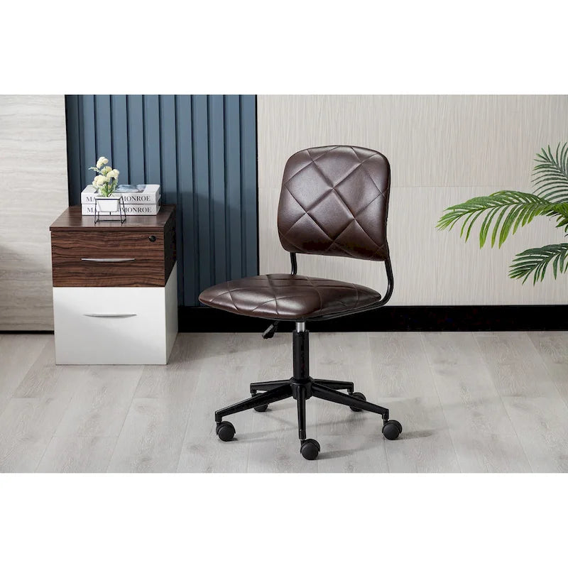Porthos Home Kibe Swivel Office Chair, Tufted PU Leather Upholstery