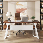 63 Inches Computer Desk with Bottom Shelves, Large Executive Desk