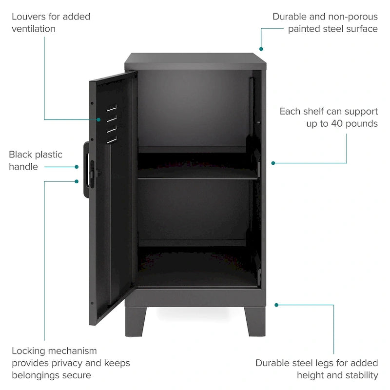 27.5 H 2 Shelf Vented Door Mini Storage Locker Cabinet